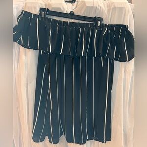 Black Striped Off Shoulder Blouse
